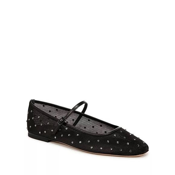 Veronica Beard Ellie Mesh Crystal Flats - 9.5 - Black Diamond